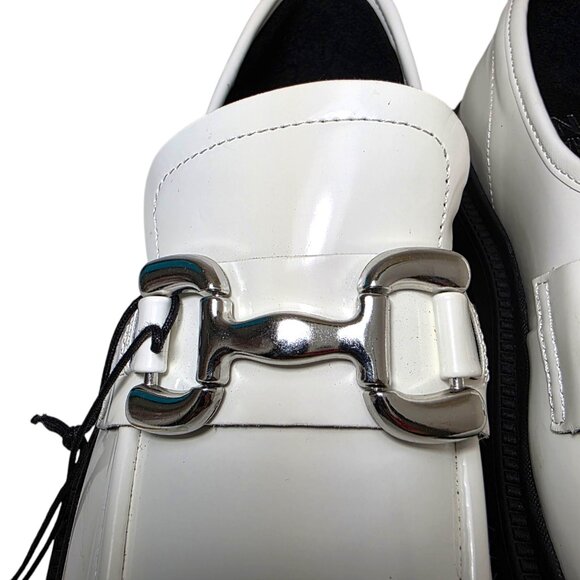 Madden NYC Platform Penny Lug Sole Loafers Women's Size 7.5 Glossy White Shoes - Picture 5 of 8